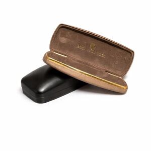 Brown Eyeglass Case with Gold Trim
